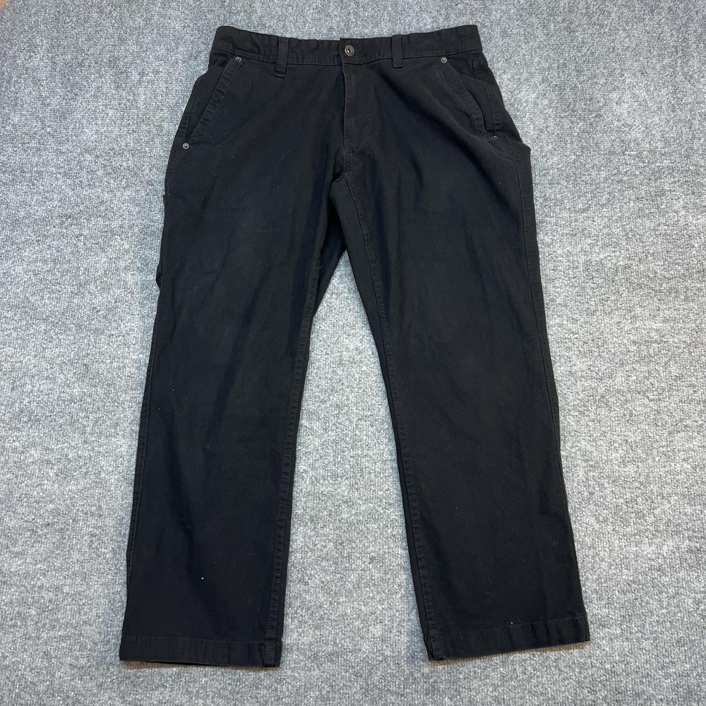 Eddie Bauer Pants Mens 34x29 Black Canvas Chino Relaxed Fit Casual Workwear